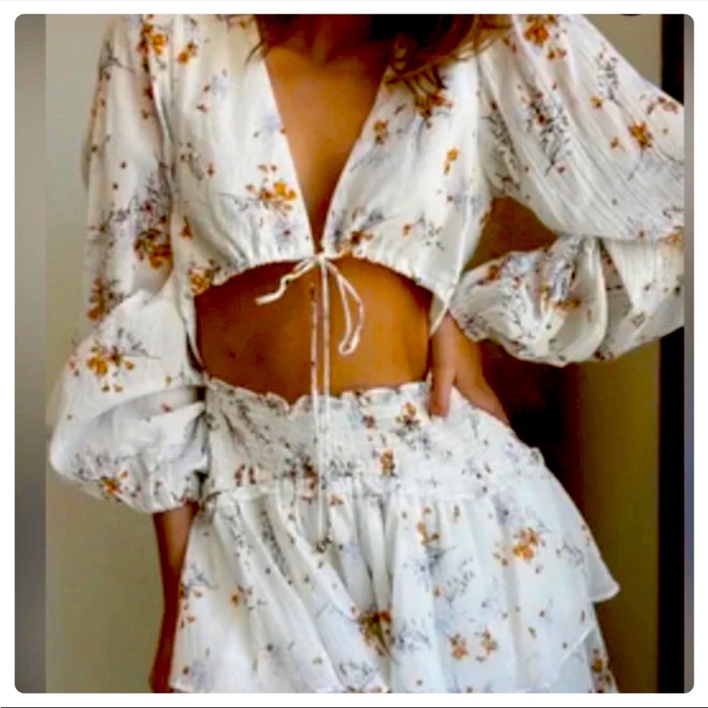 Olivaceous floral blouse dress